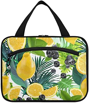 Vnurnrn Lemons Folhas tropicais de folhas de viagem para homens para homens pendurando saco de maquiagem Organizador