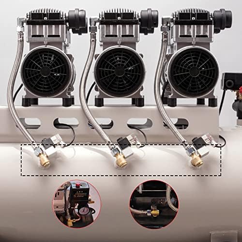 Uenedede Solid Brass compressor de ar de 3 portas Válvula de retenção G1/8 x G3/8 x G1/2 Conector de tubo rosqueado macho