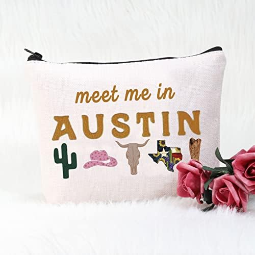 Pofull Austin Gifts Austin Texas Bachelorette Party Makeup Bag Meet Me em Austin Travel Cosmetic Bolsa