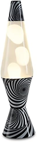 Lâmpada de lava de redemoinho preto e branco de Spencer - 17 polegadas | Base em preto e branco | Líquido transparente | Cera branca