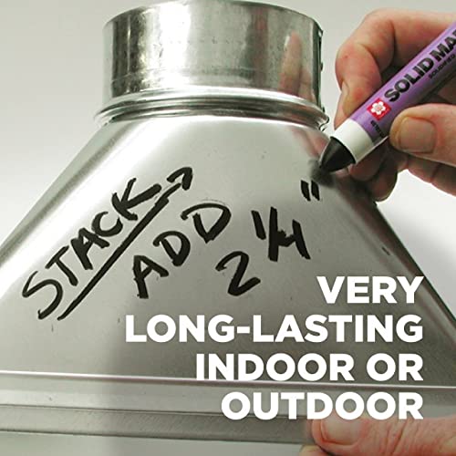 Marcadores de tinta sólidos Sakura com gorjeta de torção - canetas de marcador permanente de baixa temperatura - janela, madeira e marcador de vidro - tinta preta - 12 pacote