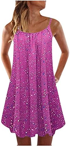Playmate Summer Sundress for Women redondo pescoço de espaghetti tira mini vestidos estampados casuais vestido curto