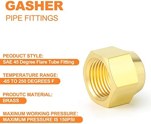 Gasher 10pcs Brass SAE 45 graus Tubo de tampa de tampa de tubo de 1/4 de conector od de tubo