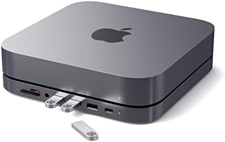 Stand & Hub de alumínio Satechi tipo C - Porta de dados USB -C, leitores de cartão micro/SD, porta USB 3.0 e fone de ouvido - compatível