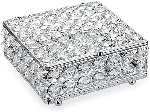 Elldoo Crystal Jewelry Box Square Trinket Organizer Brincos Caixa de tesouro Caixa de tesouro Caixa de lembrança com tampa para