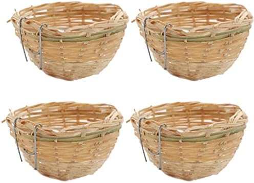 FEGOCLT 4PCS Natural Bamboo Fiber Birdcage Birdhouse Ninho - Local de criação de descanso aconchegante para pássaros - decoração