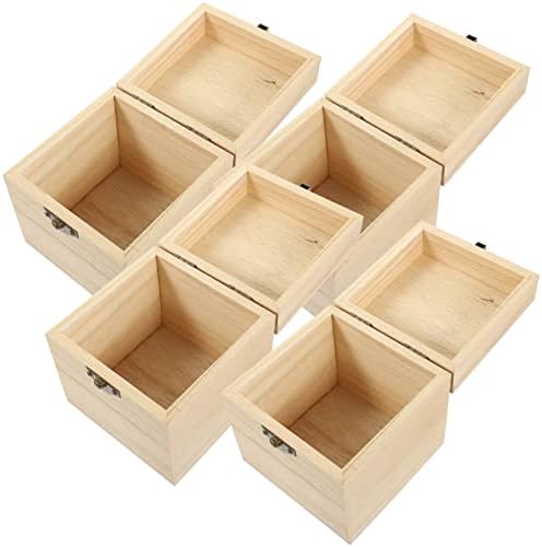Cabilock 4pcs inacabados caixas de tesouro de madeira inacabadas pequenas jóias artesanais Organizador de bugiganga caixa