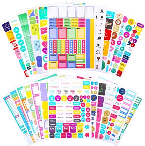 Adesivos de planejador mensal, 24 folhas/1300+ adesivos de planejador diário adesivos sazonais para calendários e planejadores, adesivos