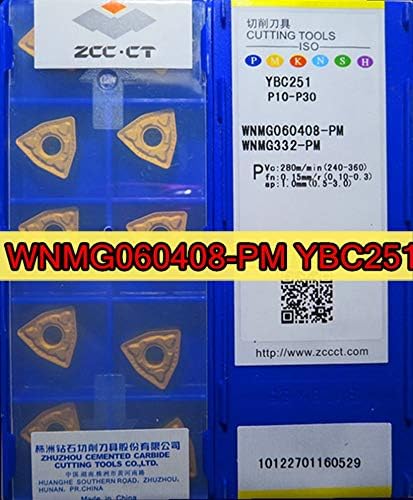 FINCOS WNMG060408-PM YBC251 10PCS 50PCS ZCC.CT CARBIED Inserir YBC251 = P10-P30 Processamento: Aço. -: 50pcs)