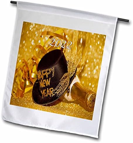 Imagem 3drose da cartola tradicional em ouro com garrafa de champanhe - bandeira