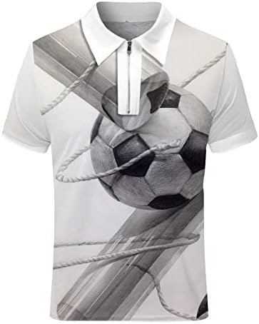 Camisa de pólo elástico masculino, tampos de zíper casual de manga curta para trabalho para trabalho de golfe esportivo, camisetas