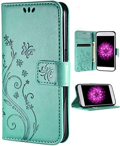 Caixa de moscas compatível com iPhone 6 Plus/iPhone 6s mais capa de carteira de 5,5 polegadas para mulheres com suporte de cartão,