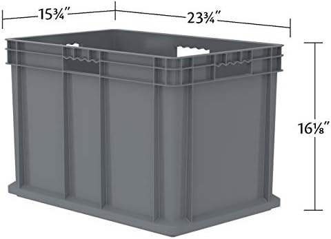 Akro-Mils 37686 Recipiente de parede reta de plástico com lados sólidos e base sólida, cinza,