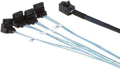 Cablecreation interno HD Mini SAS - 4x SATA Angle Cable, SFF -8643 para controlador, 4 SATA Connect ao disco rígido, 0,5m / 1,6ft