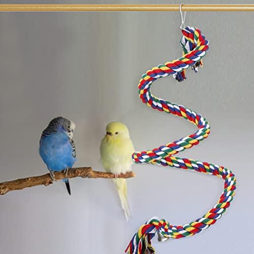 Conjunto de poleiro de pássaros Zerodeko, pólo de ramo de pássaros naturais e poleiro de corda de pássaro, pata de papagaio