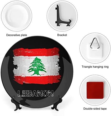 Bandeira de placa decorativa do Líbano Placa de cerâmica redonda Placa de porcela