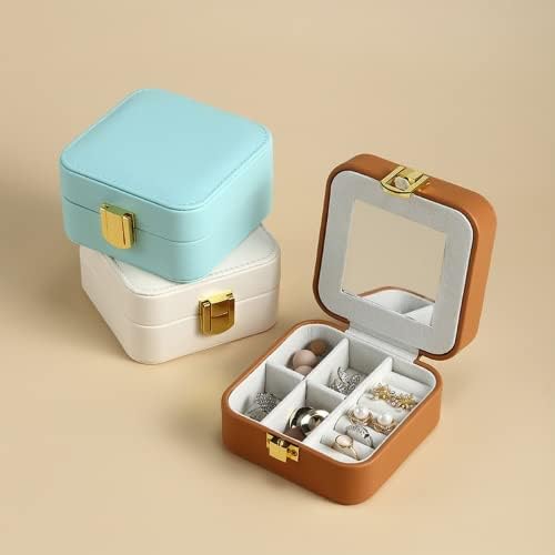 Jibiacb Small Jewelry Box, Organizador da caixa de jóias de viagem, caixa de jóias portáteis, mini -jóias do organizador de jóias com