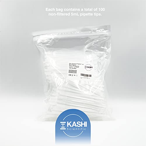 Dicas de 5ml de pipeta, Kashi Scientific Universal Non-Filtre Pipette Dicas de 5 ml, dicas estéreis de pipeta com graduação clara, 5.000