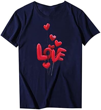 Camiseta do Dia dos Namorados Mulheres PLUSTRAS TAMANHAS AMOR AMOR CORAÇÃO TOPS UNISSISEX Casual Casual Crewases Camisetas