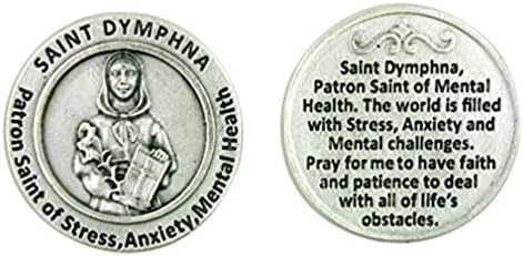 Patrono Santo da doença mental ST Dymphna Pocket Token com oração de volta
