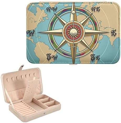 INNEWGOGO Classic Vintage Wind Compass Small Jewelry Box PU Leather Jewelry Organizer Jewelry Organizer Box for Jewelry Selling