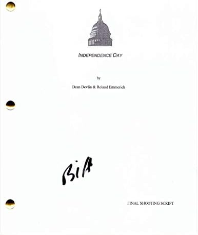 Bill Pullman assinou autógrafo - Script de filme completo do Dia da Independência - Will Smith