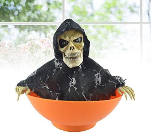 Tendycoco Halloween Electric Toy Candy Bowl com Jump Skull Hand Scary Party Decoração assustadora Skull Bowl Bowl Bar Prop sem bateria