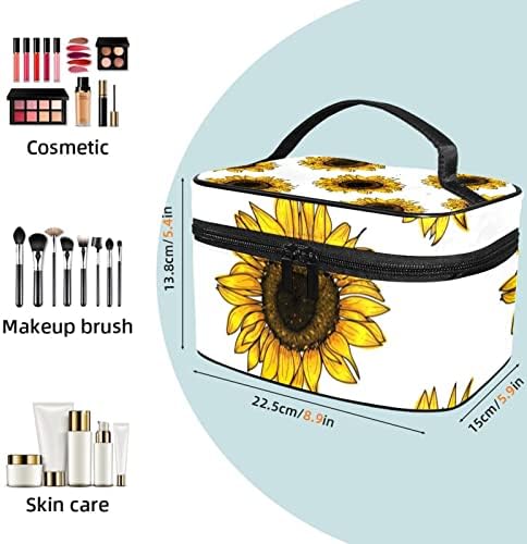 Tbouobt Bolsa cosmética para mulheres, bolsas de maquiagem Bolsa de higiene pessoal espaçosa Gift, girassol Floral Vintage