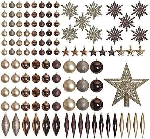 Ornamentos de bola de Natal Peiduo para árvores de Natal, 119 CT Decorações de árvores de Natal à prova de quebra, enfeites de