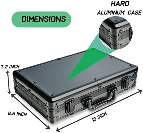 Caixa de armazenamento do organizador de bateria de alumínio duro com testador, mantenha o total de mais de 200 ° C, D, AA, AAA, AAAA, 9V baterias