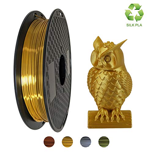 Filamento Kehuashina PLA 1,75 mm para impressora e canetas 3D - Gold de seda - 0,5 kg/1,1lb de bobo - acessórios de impressora