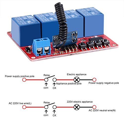 433MHz 12V Receptor sem fio Módulo de controle remoto + kit de transmissor de RF de 4 teclas de 4 modos Equipamento de controle