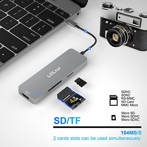 4K@60Hz USB C Hub, hub USB-C de 7 portas com 4K HDMI, porta de dados USB de 10 Gbps, Power Deliver de 100w, SD e TF Card Reader, para