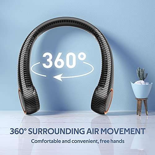 Ventilador de pescoço portátil, ventilador sem lâmina de mãos livres, ventilador pessoal de resfriamento de 360 ​​°, ventilador