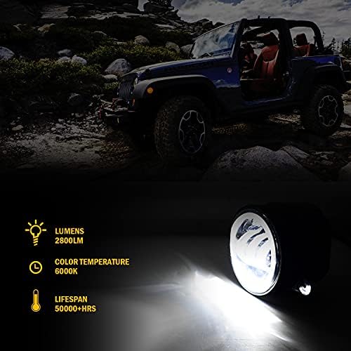 AAAWA 4 polegadas RGB LED LUZES DE NEVEDO PARA JK, LUZES DE NEVELA HALO COM LUZ PLANEIRA COMPATÍVEL COM 2007-2018 JK,