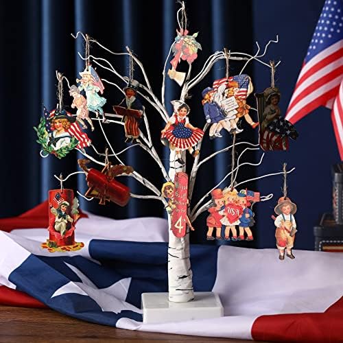 36 PCS 4 de julho de ornamentos pendurados em madeira para decoração patriótica de árvore DIA DO DIA DO DIA DO DIA DO