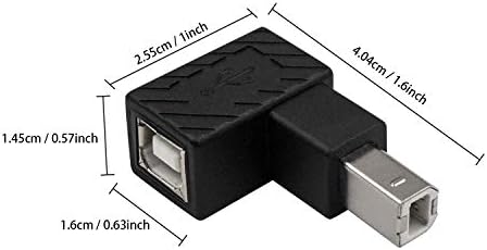 DUTTEK USB B 2.0 Adaptador, adaptador de cabo de impressora USB 2.0, ângulo UP ângulo USB B 2.0 Adaptador feminino