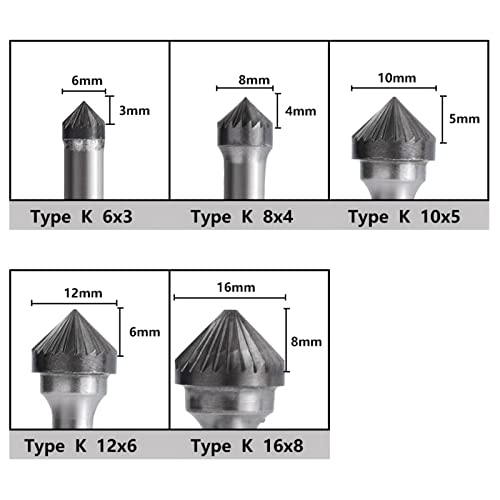 Babras de arquivo rotativo 6 mm de haste de haste única de carboneto Bit Bit Tipo K Rotário de moagem para ferramentas