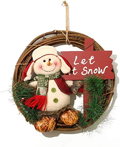 Honeystore Reinddeer Christmas Wreath, Snowman Papai Noel Claus Decorações de férias da porta da frente, Let It Snow