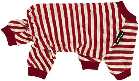 Pijama de cachorro listrado vermelho e branco em forma, roupas de cachorro para cachorros para cães pequenos menino menino, macacão