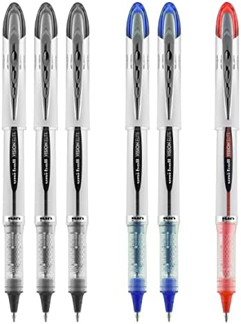 Vision Elite Rollerball canetas por Uni, Ponto em negrito de 0,8 mm, 3 preto, 2 azul e 1 vermelho