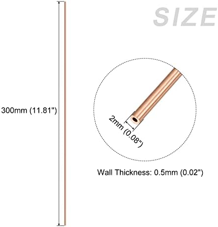 Metallixity Copper Tube 2pcs, tubulação reta - para móveis em casa, máquinas, artesanato de bricolage