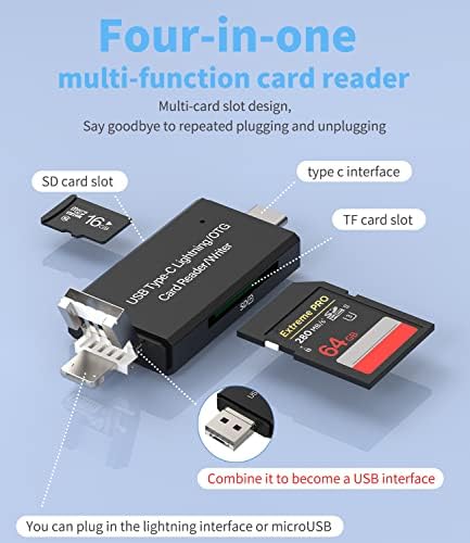 Micro SD Card Reader para iPhone 7 12 13 x 11 XS iPad Air Lightning Apple MacBook Mac Computador USB C Dipo para TF Adaptador
