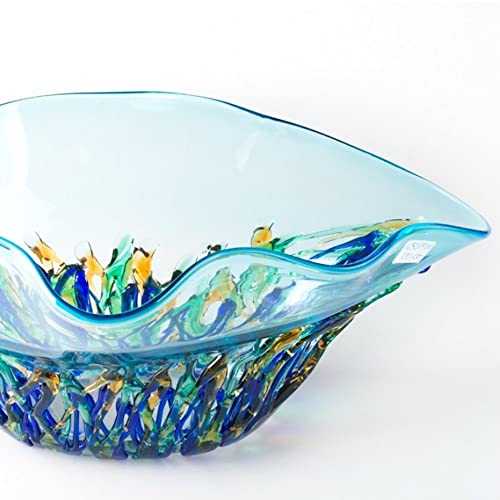 Murano Glass Bowl para decoração de casa, autêntica feita na arte de vidro da Itália, peça central de vidro artesanal,