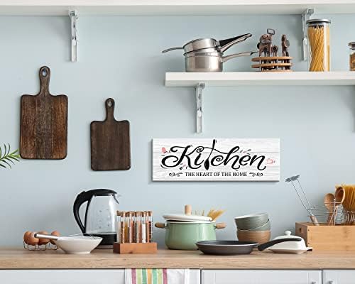 Decoração de cozinha da casa Kas decoração de parede de cozinha rústica do coração do coração da casa citações impressões de lona sinal da cozinha com moldura de madeira para jantar em casa