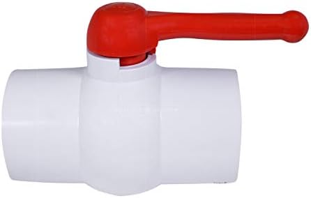 Válvula de válvula de linha média PVC Válvula de esfera Red Handle Water Desligamento 3 pol. Plástico fip, branco