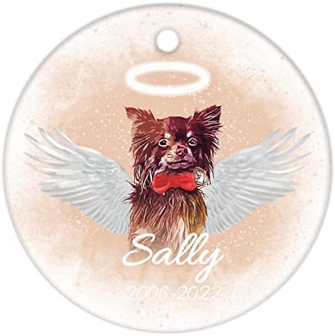 Cerâmica Ornamentos de cão Pet Memorial Angel Wings Nome e Data Custom Ornamento de Christmas Ornamento de lembranças