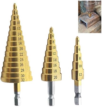 Etapa de perfuração Bits HSS Titanium com etapa Drill Bit Drilling Power Tool para Metal High Speed ​​Speed ​​Wood Furshing