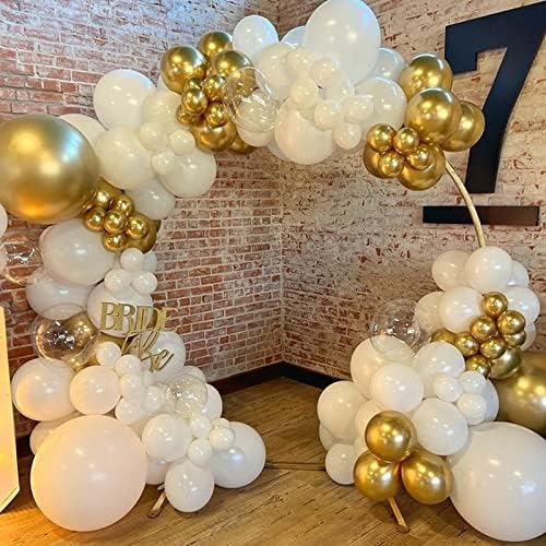 Rhgbinli Balões de látex de confete em ouro branco, 60 pacote de 60 polegadas de balões de festa de ouro metálico de 12 polegadas