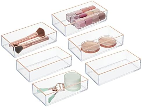 Mdesign Plastic Beauty Organizer Bin para gavetas de banheiro, vaidade ou bancadas, armazenamento para escovas de maquiagem,